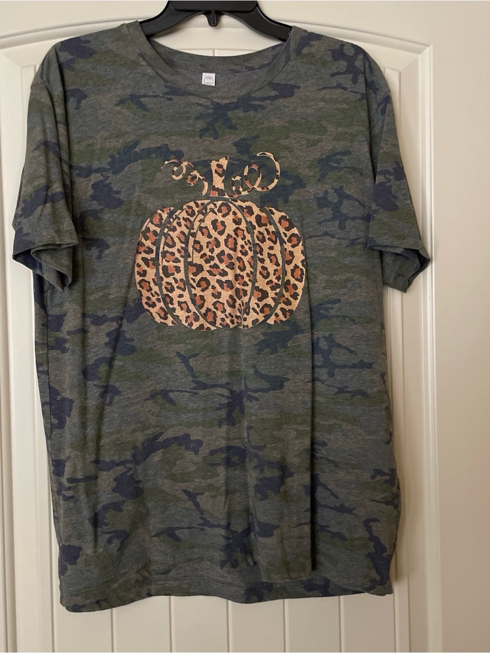 Camo Tee with Leopard Pumpkin Graphic